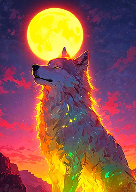 Wolf Howling Moon