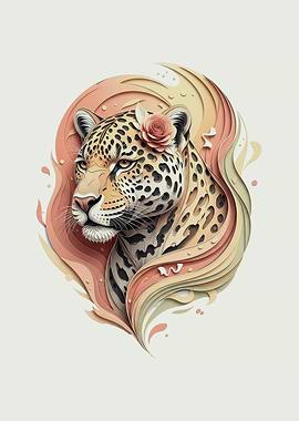 Elegant Leopard with Floral Accent