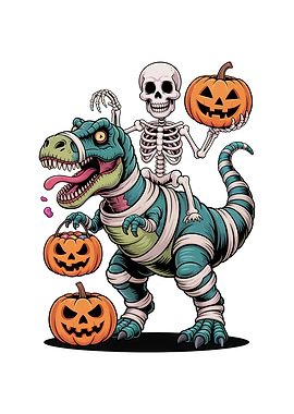 Skeleton Riding Dinosaur