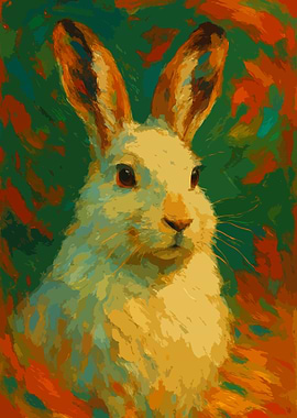 Abstract Rabbit Portrait Painting Art