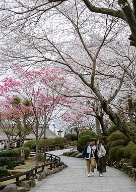 Cherry Blossom Scene in Beppu, Japan