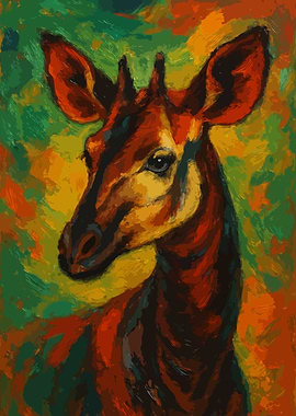 Okapi Portrait Painting Art