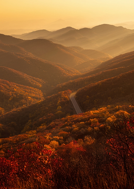 Autumn Mountain Road Scenic View
