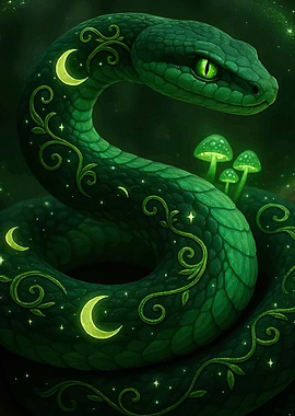 Mystical Snake Moon Stars