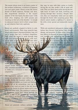 Moose in Water Text Overlay