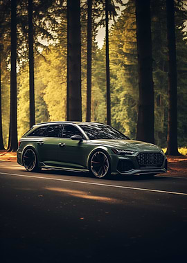 Green Audi RS6 in Forest