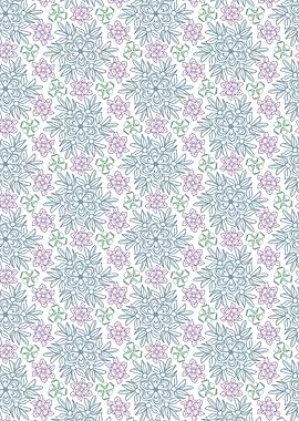 Floral Pattern with Blue and Purple Flowers