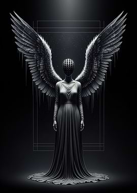 Winged Figure in Black and White