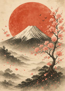 Mount Fuji with Cherry Blossoms