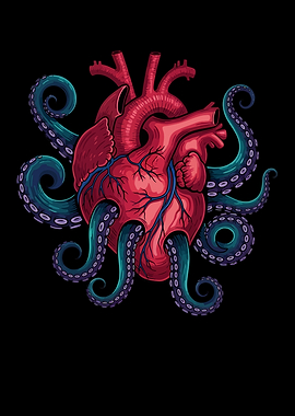 Heart with Octopus Tentacles Illustration