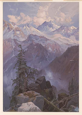 Majestic Mountain Range Landscape Painting