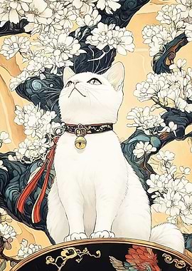 Cat Cherry Blossoms