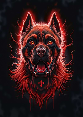 Red Glowing Dog Portrait