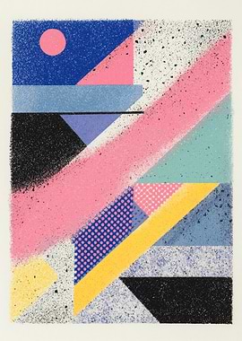 Abstract Geometric Composition with Pink Accents