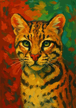 Ocelot Portrait Painting Art