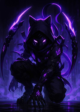 Purple Ninja Assassin with Cat Ears