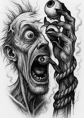 Horror Sketch: Man with Eyeballs