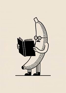 Banana reading a book