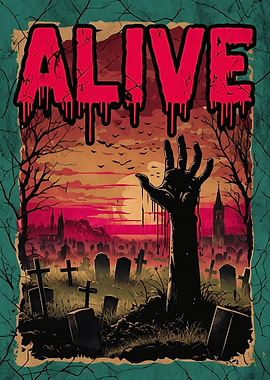 Alive Zombie Hand Graveyard Illustration