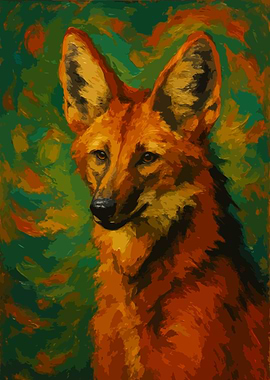 Maned Wolf Portrait Painting