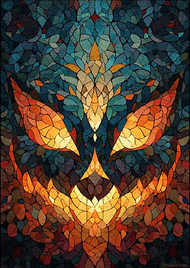 Abstract Mosaic Cat Face