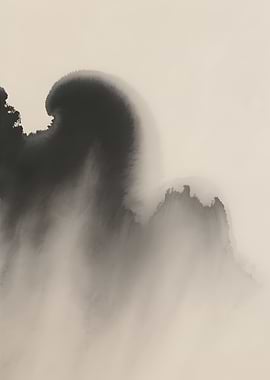 Monochrome Abstract Ink Wash Painting