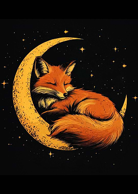 Fox Sleeping on the Moon