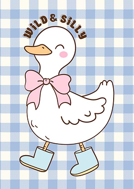 Cute Duck Illustration with Boots and Bow