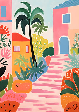 Colorful Tropical Village Painting