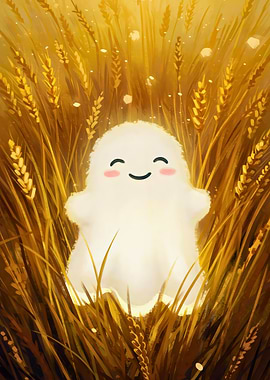 Cute Ghost in Wheat Field
