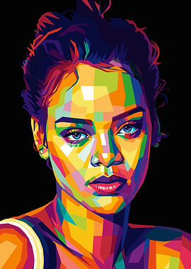 Rihanna Colorful Pop Art Portrait