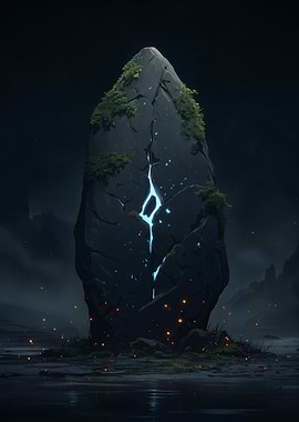 Mystical Monolith with Glowing Crack