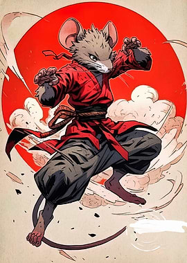 Martial Arts Mouse with Red Gi