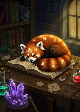 Magical Red Panda on Spellbook