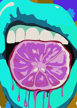 Mouth with Citrus Fruit Digital Art