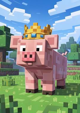 Minecraft Pig with Crown