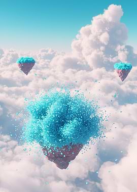 Floating Islands in a Cloudy Sky