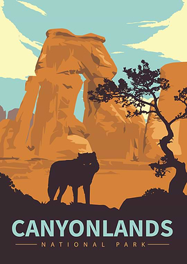 Canyonlands National Park Wolf Silhouette Poster