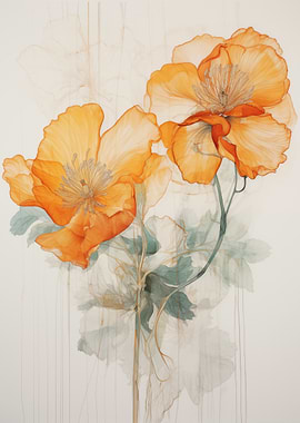 Floral Orange Botanical