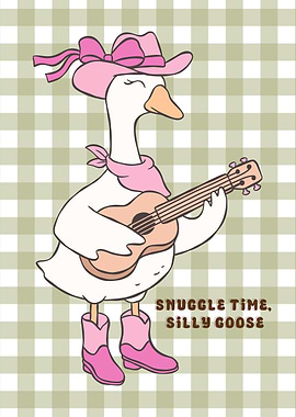 Silly Goose with Guitar Illustration