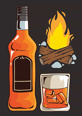 Whiskey by the Campfire Illustration