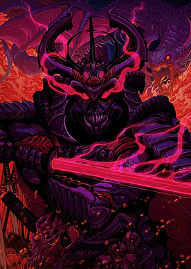 Demonic Samurai Warrior with Dragons