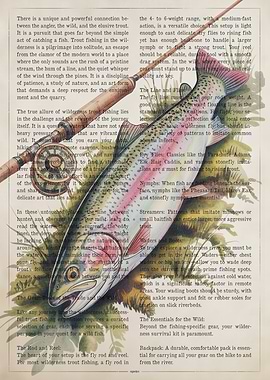 Trout Fishing Illustration on Text Background