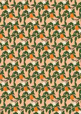 Orange Tree Branch Pattern