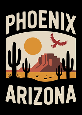 Phoenix Arizona Desert Landscape Illustration
