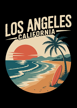 Los Angeles California Beach Illustration