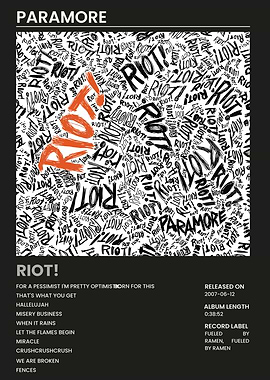 Paramore Riot! Album Cover Art