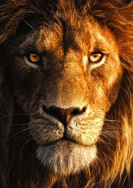 Majestic Lion Portrait, Golden Eyes