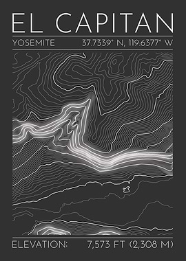 El Capitan Topographic Contour Map