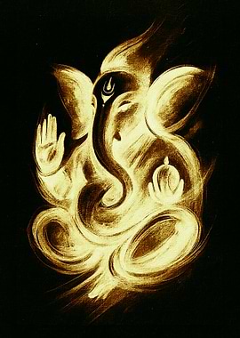 Ganesha Illustration on Black Background